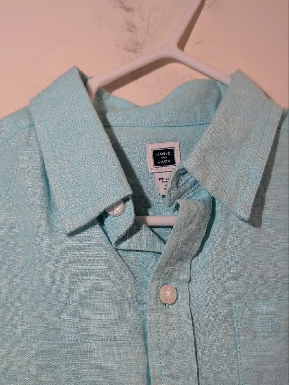 Janie and Jack Teal-Blue Short Sleeve Button-Up Shirt
